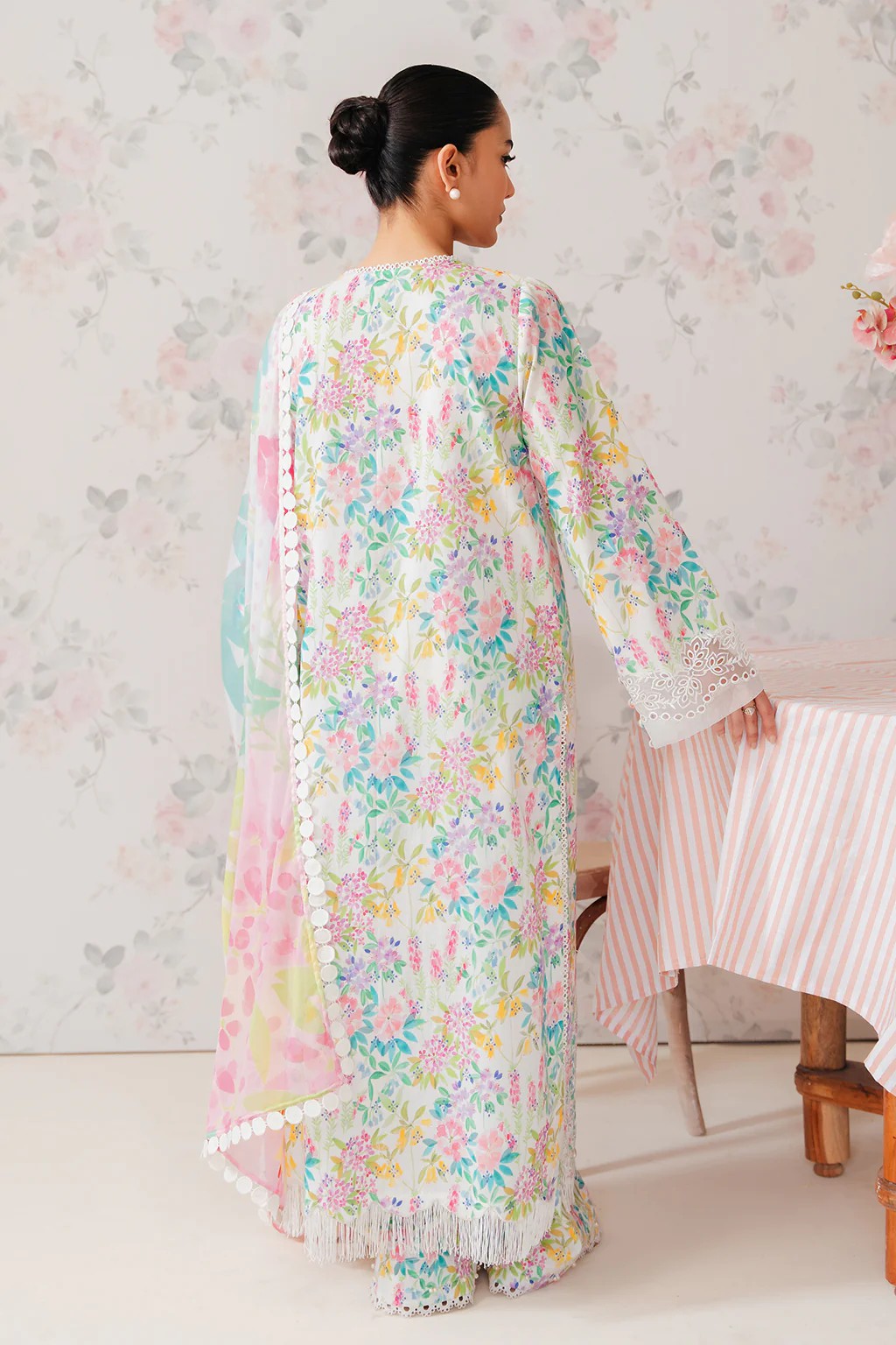 Picture of Afrozeh - AL 24 V1 03 Vanilla The Floral Charm Embroidered Lawn Collection - Available at Raja Sahib