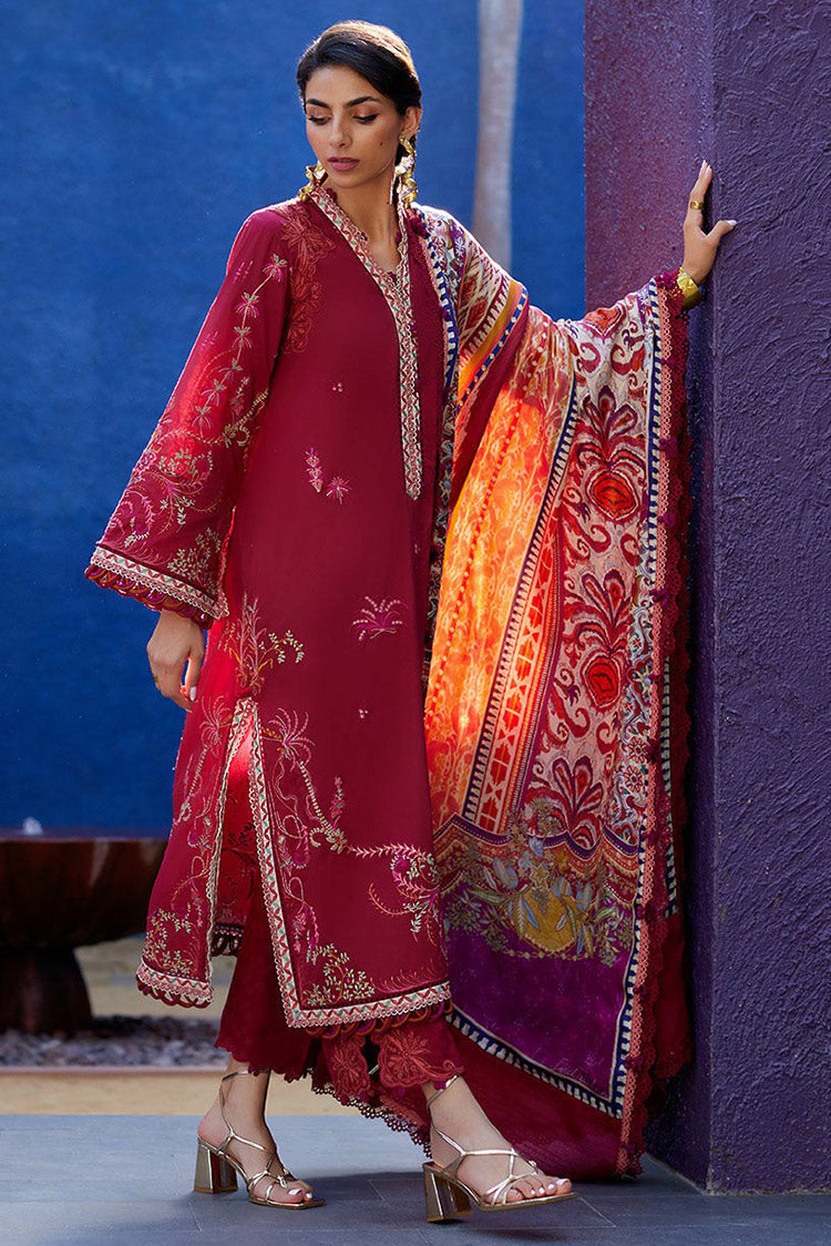 Picture of Farah Talib Aziz - FTA 02 ENZO RED Suay Luxury Lawn Collection - Available at Raja Sahib