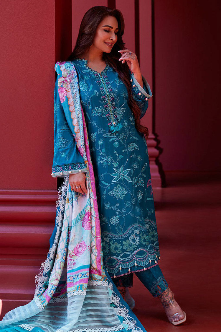 Picture of Farah Talib Aziz - FTA 03 MOANNA TEAL Suay Luxury Lawn Collection - Available at Raja Sahib