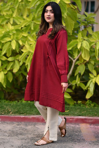 Aesthetic Maroon Embellished Kurti