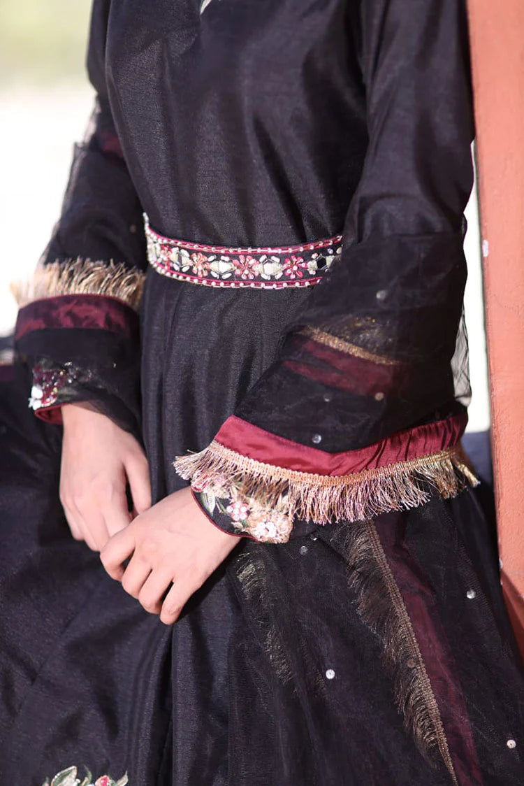 Picture of Maryam Malik Luxury Pret - Anaarkali (Black Pishwas + Dupatta With Front Motfis) - Available at Raja Sahib