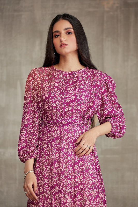 Picture of Ellena - Western Georgette Dress - Available at Raja Sahib