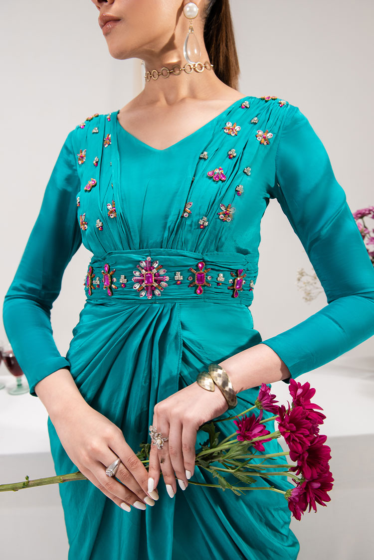 Picture of Maria Osama Khan - Tiffany Pret Collection Vol 1 - Aquamarine - Available at Raja Sahib