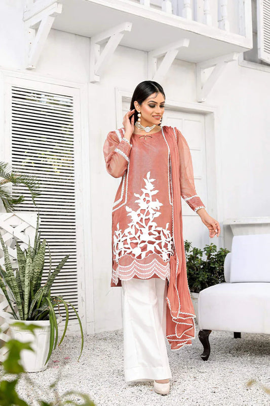 Picture of Maryam Malik - Noor Festive Collection - Burnt Tangerine - Available at Raja Sahib