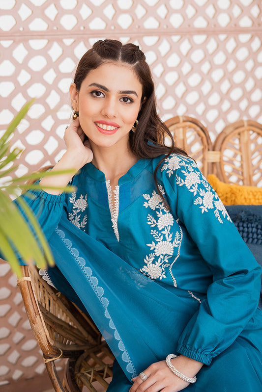 Picture of Maria Osama Khan - Casual Pret Collection - Butterfly Pea - Available at Raja Sahib