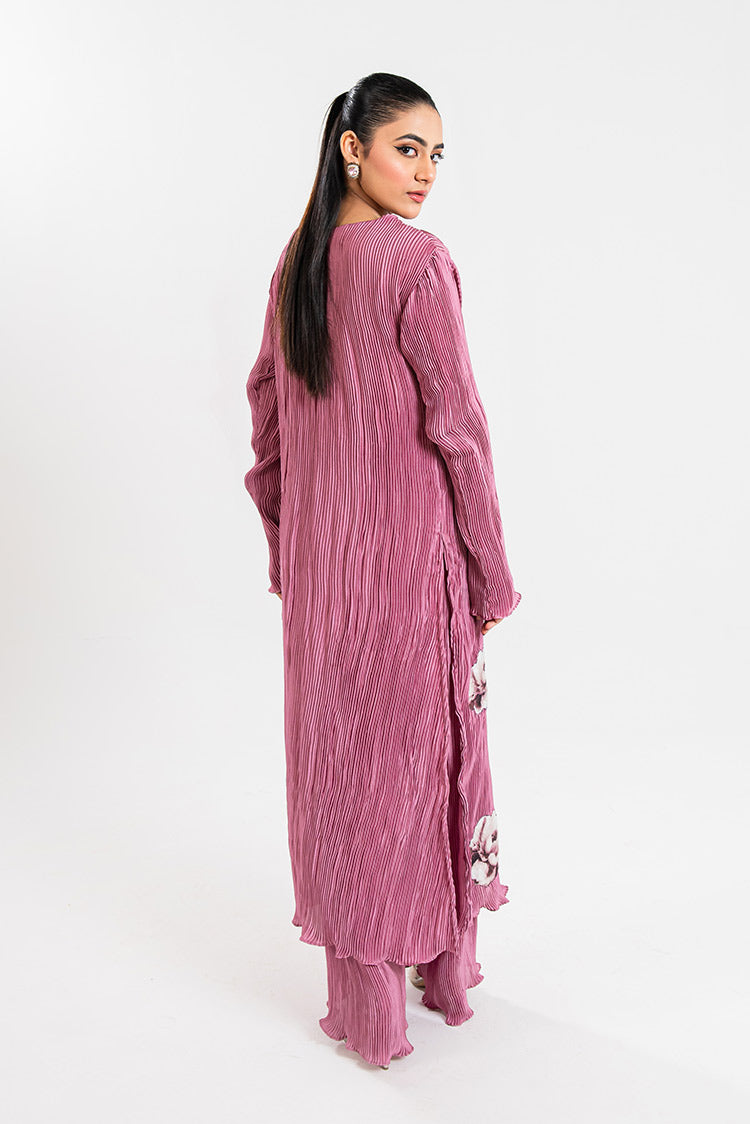 Picture of Maria Osama Khan - Claire Pleated Silk Collection - Rosy - Available at Raja Sahib