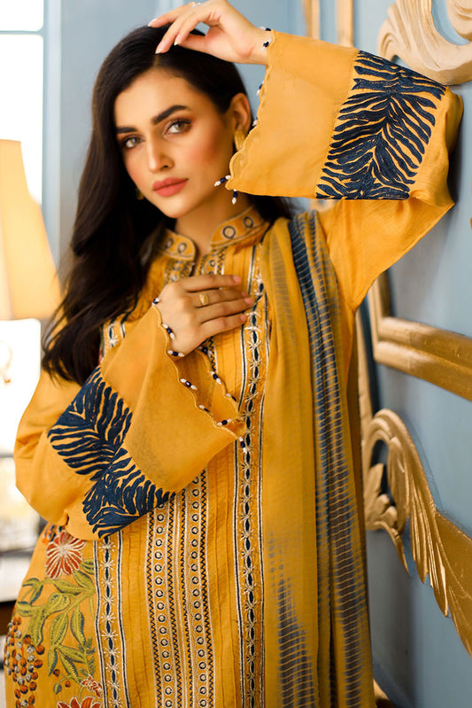 Picture of Shanyera - D2-Mustard Radiance Aria Winter Pret Collection - Available at Raja Sahib