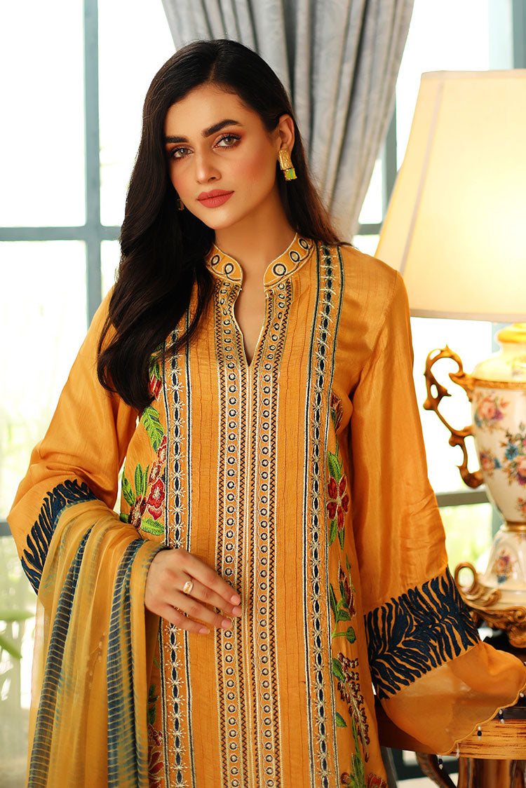 Picture of Shanyera - D2-Mustard Radiance Aria Winter Pret Collection - Available at Raja Sahib