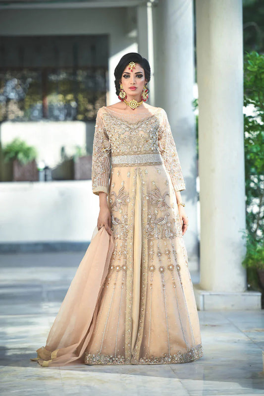 Picture of Maryam Malik Wedding Wear - Diya (Peach Gown With Dupatta) - Available at Raja Sahib