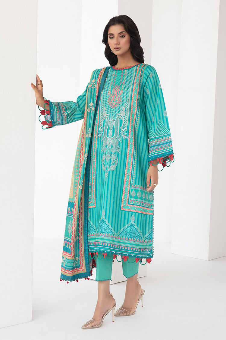 Picture of 3-PC Unstitched Digital Printed Lawn Suit - Available at Raja Sahib