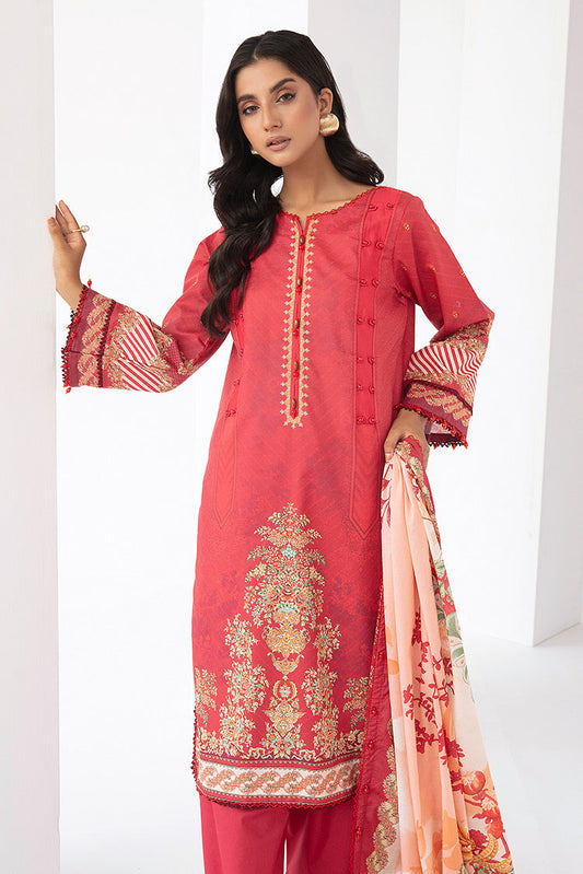 Picture of 3-PC Unstitched Digital Printed Lawn Suit - Available at Raja Sahib