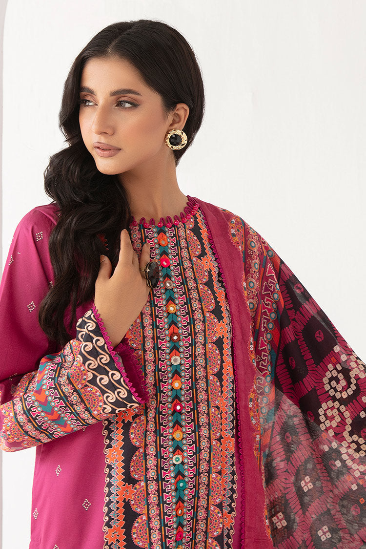 Picture of 3-PC Unstitched Digital Printed Lawn Suit - Available at Raja Sahib