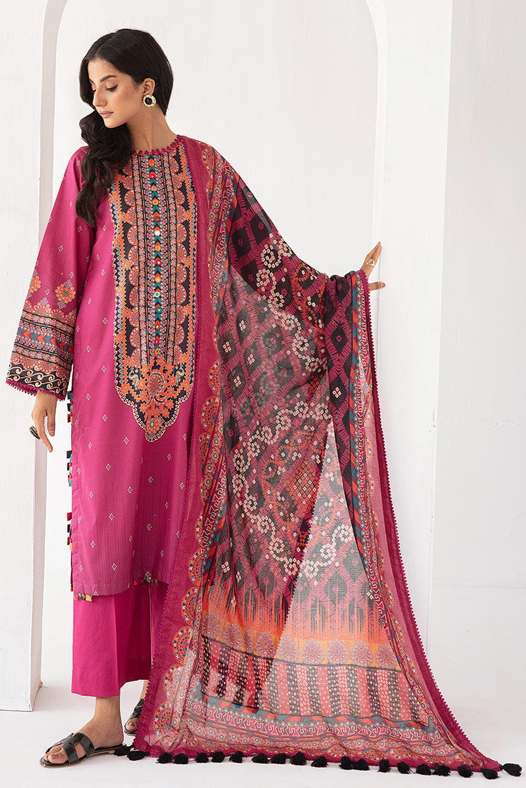 Picture of 3-PC Unstitched Digital Printed Lawn Suit - Available at Raja Sahib