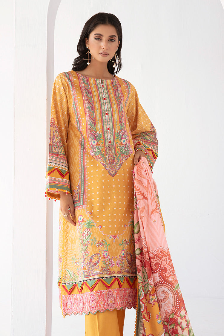 Picture of 3-PC Unstitched Digital Printed Lawn Suit - Available at Raja Sahib