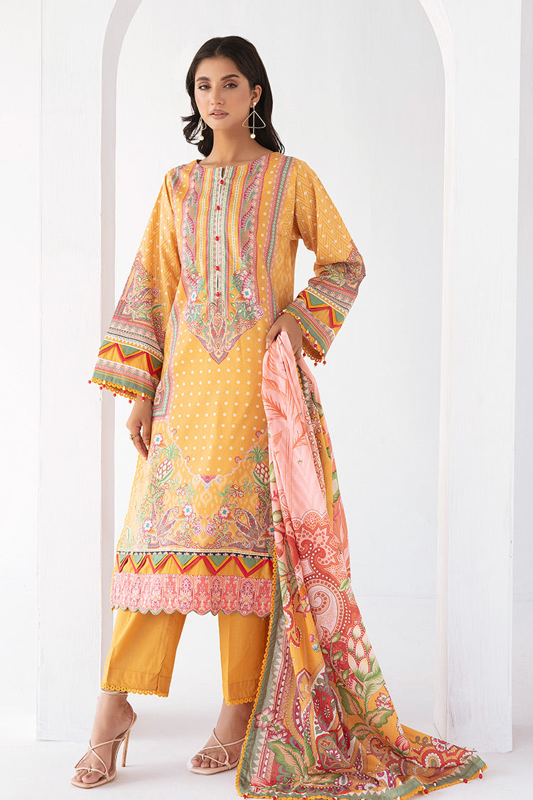 Picture of 3-PC Unstitched Digital Printed Lawn Suit - Available at Raja Sahib