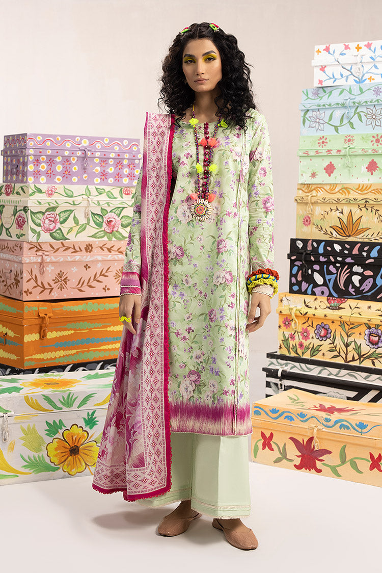 Picture of 3-PC Unstitched Digital Printed Lawn Suit - Available at Raja Sahib