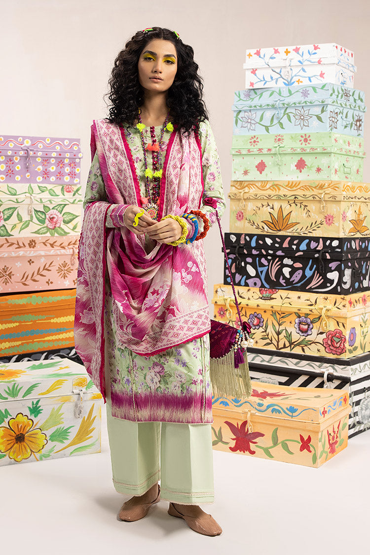 Picture of 3-PC Unstitched Digital Printed Lawn Suit - Available at Raja Sahib