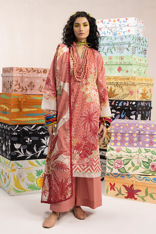 Picture of 3-PC Unstitched Digital Printed Lawn Suit - Available at Raja Sahib