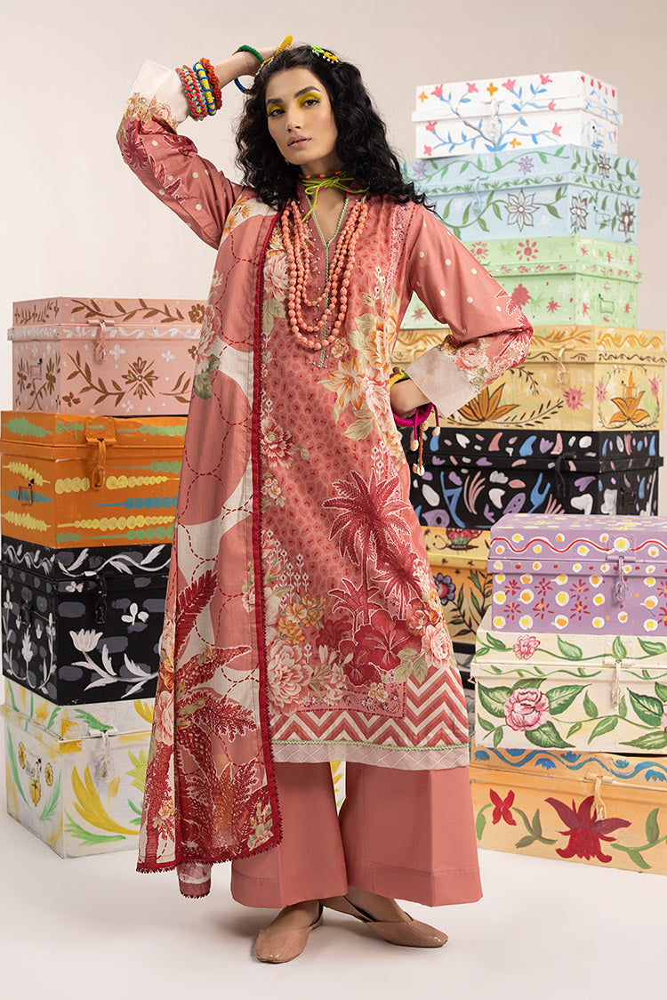 Picture of 3-PC Unstitched Digital Printed Lawn Suit - Available at Raja Sahib