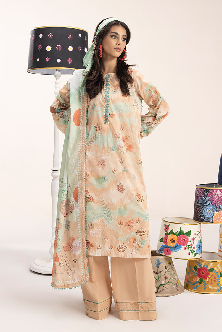 Picture of 3-PC Unstitched Digital Printed Lawn Suit - Available at Raja Sahib