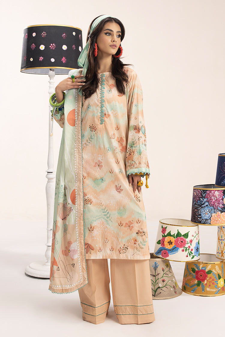 Picture of 3-PC Unstitched Digital Printed Lawn Suit - Available at Raja Sahib