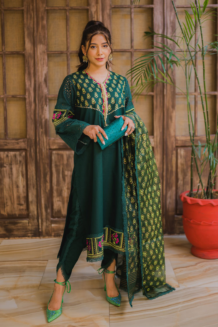 Picture of RJS Pret - Block Kari Exclusive Collection - Emerald - Available at Raja Sahib