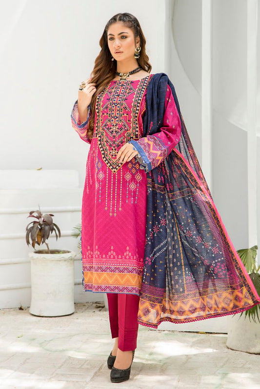 Picture of 3-PC Stitched Lawn Suit - Available at Raja Sahib