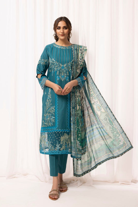 Picture of Ellena - 3-PC Stitched Embroidered Cambric Cotton Suit - Available at Raja Sahib