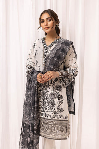 3-PC Stitched Embroidered Cambric Cotton Suit