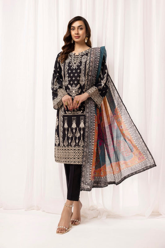 Picture of Ellena - 3-PC Stitched Embroidered Cambric Cotton Suit - Available at Raja Sahib