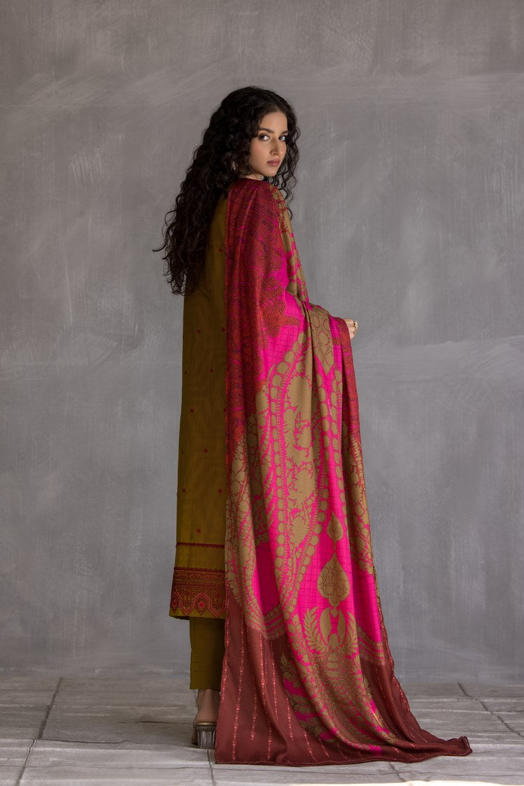 Picture of Ellena - 3-PC Stitched Embroidered Slub Khaddar Suit - Available at Raja Sahib