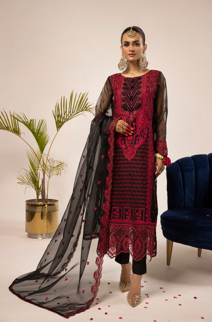 Picture of Ellena - 3-PC Stitched Fancy Embroidered Organza Suit - Available at Raja Sahib