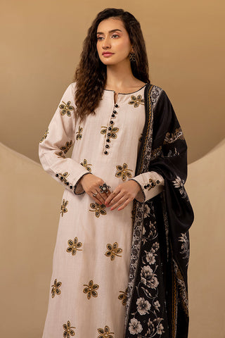 Ellena - 3-PC Stitched Embroidered Khaddar Suit