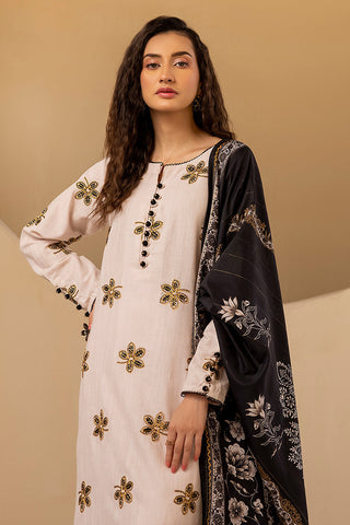 Ellena - 3-PC Stitched Embroidered Khaddar Suit