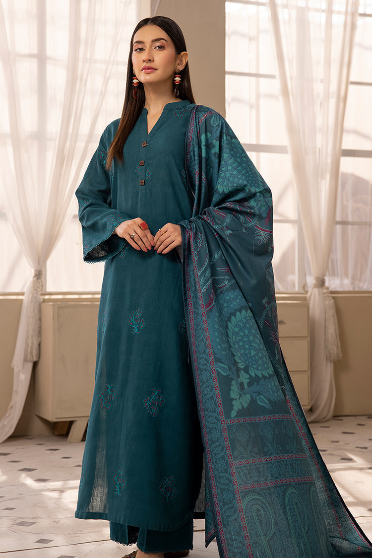 Picture of 3-PC Stitched Embroidered Khaddar Suit - Available at Raja Sahib