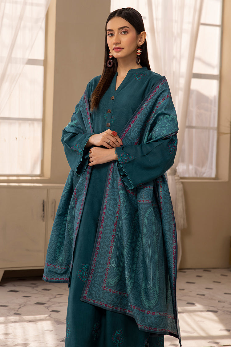 Picture of 3-PC Stitched Embroidered Khaddar Suit - Available at Raja Sahib