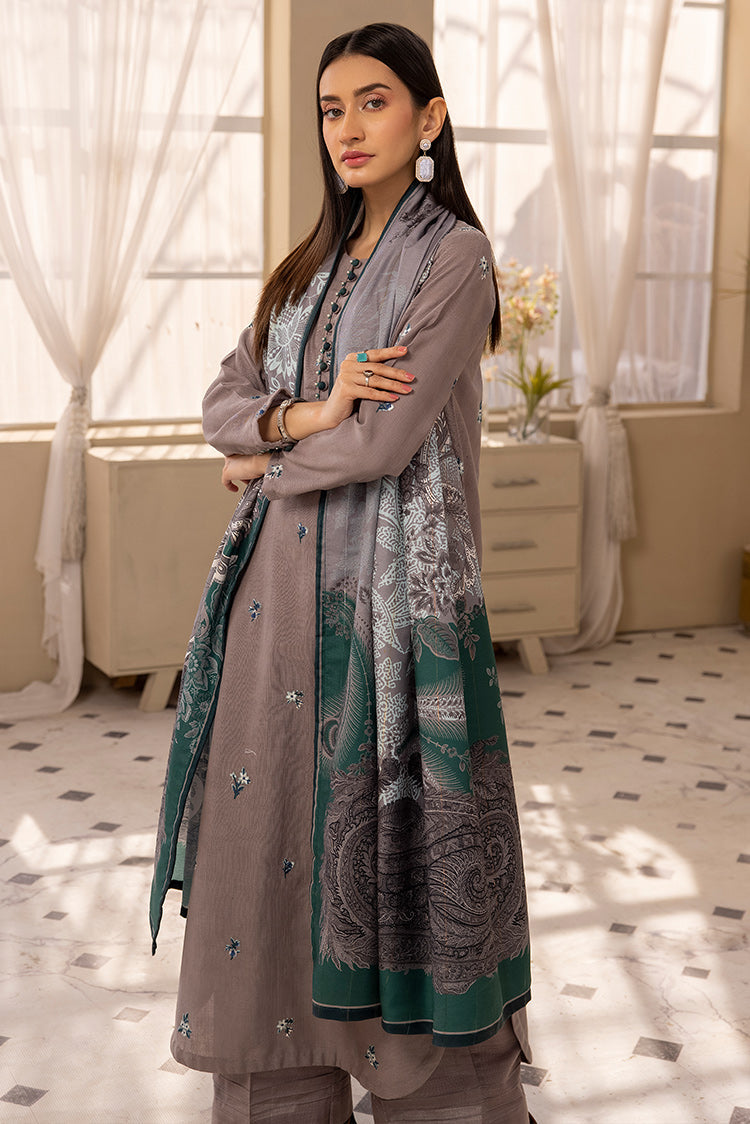 Picture of 3-PC Stitched Embroidered Khaddar Suit - Available at Raja Sahib