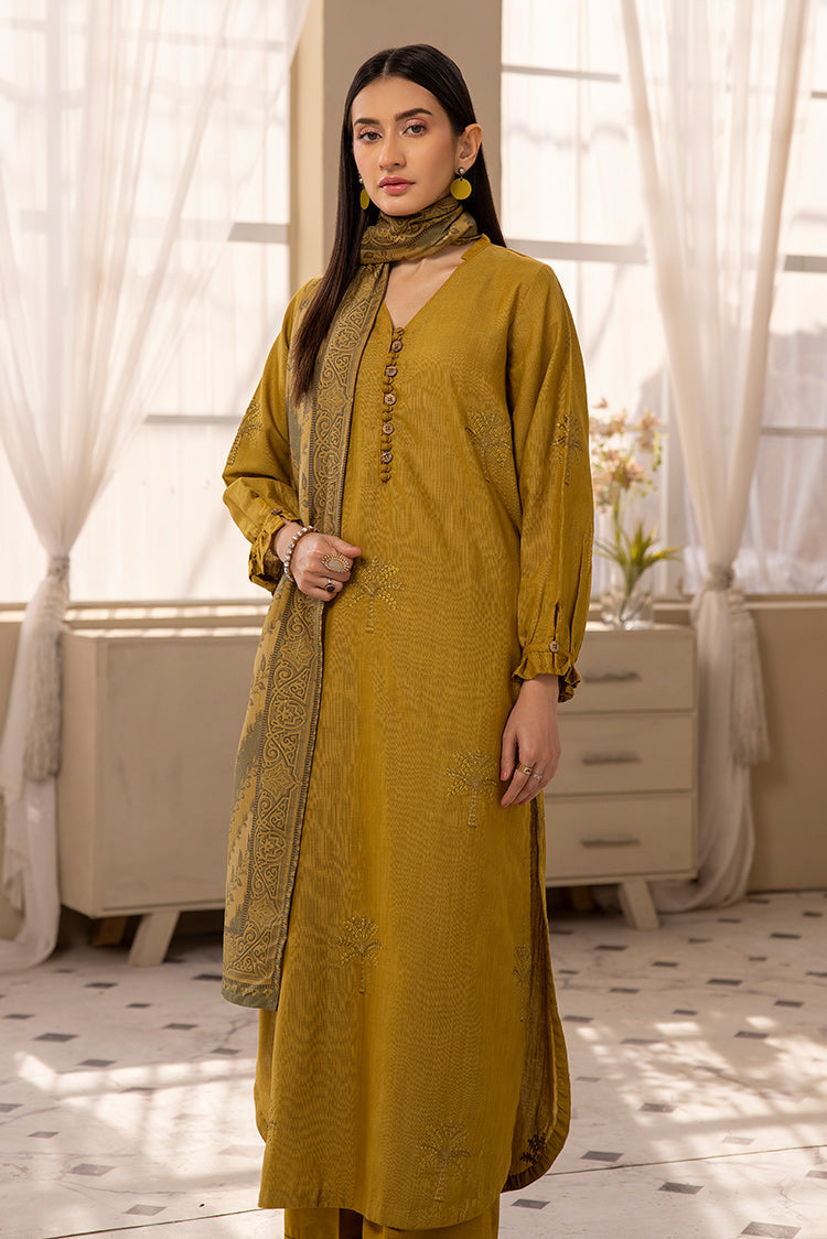 Picture of 3-PC Stitched Embroidered Khaddar Suit - Available at Raja Sahib