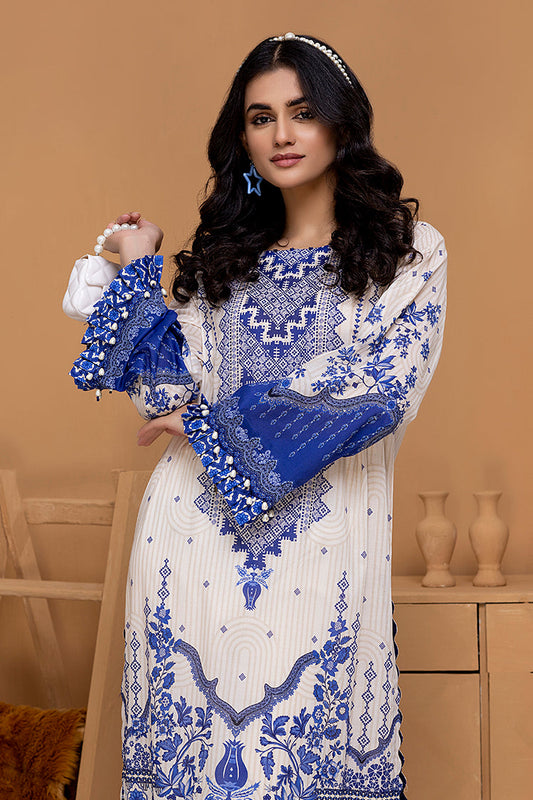 Picture of Ellena - EY-03 Ocean Breeze Digital Printed Lawn Jacquard Kurti Collection Vol-1 - Available at Raja Sahib