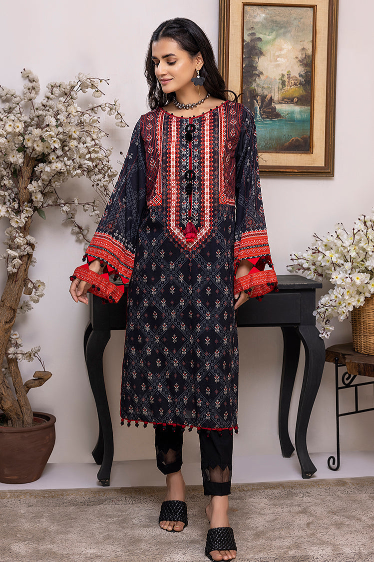 Picture of Ellena - EY-10 Midnight Digital Printed Lawn Jacquard Kurti Collection Vol-1 - Available at Raja Sahib