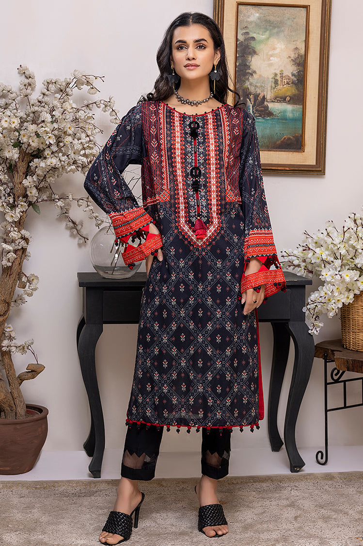 Picture of Ellena - EY-10 Midnight Digital Printed Lawn Jacquard Kurti Collection Vol-1 - Available at Raja Sahib