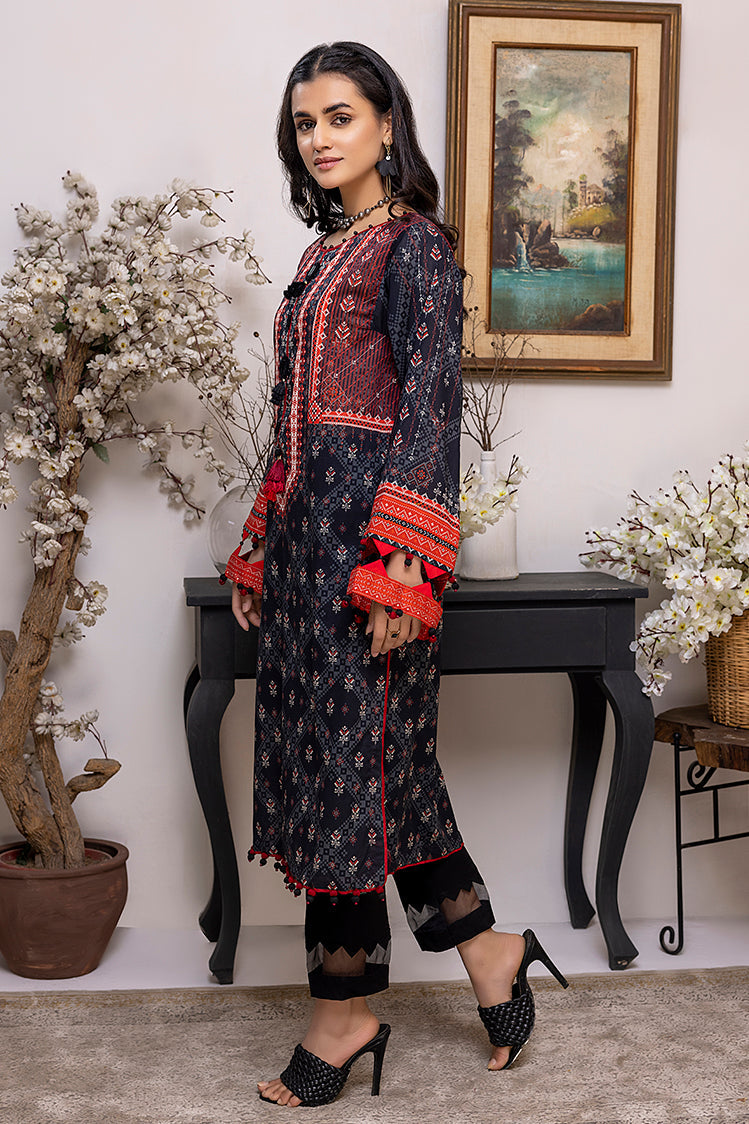 Picture of Ellena - EY-10 Midnight Digital Printed Lawn Jacquard Kurti Collection Vol-1 - Available at Raja Sahib