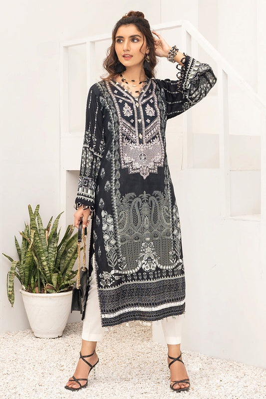 Picture of Ellena - Black Hawk EY-L1-2-01 Embroidered Jacquard Kurti - Available at Raja Sahib