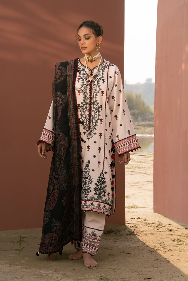 Picture of Ellena - 3-PC Unstitched Embroidered Self Jacquard Khaddar Suit - Available at Raja Sahib