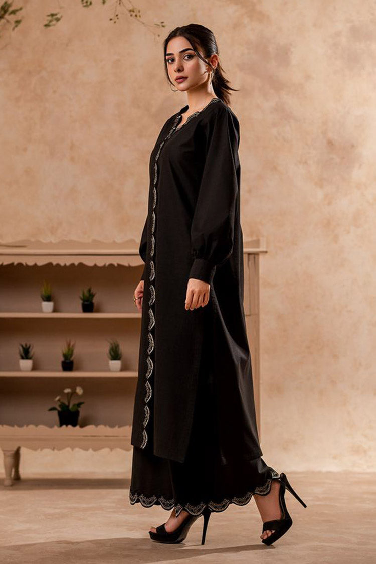 Picture of Fozia Khalid - FK Basics Collection - Midnight Black Tunic - Available at Raja Sahib