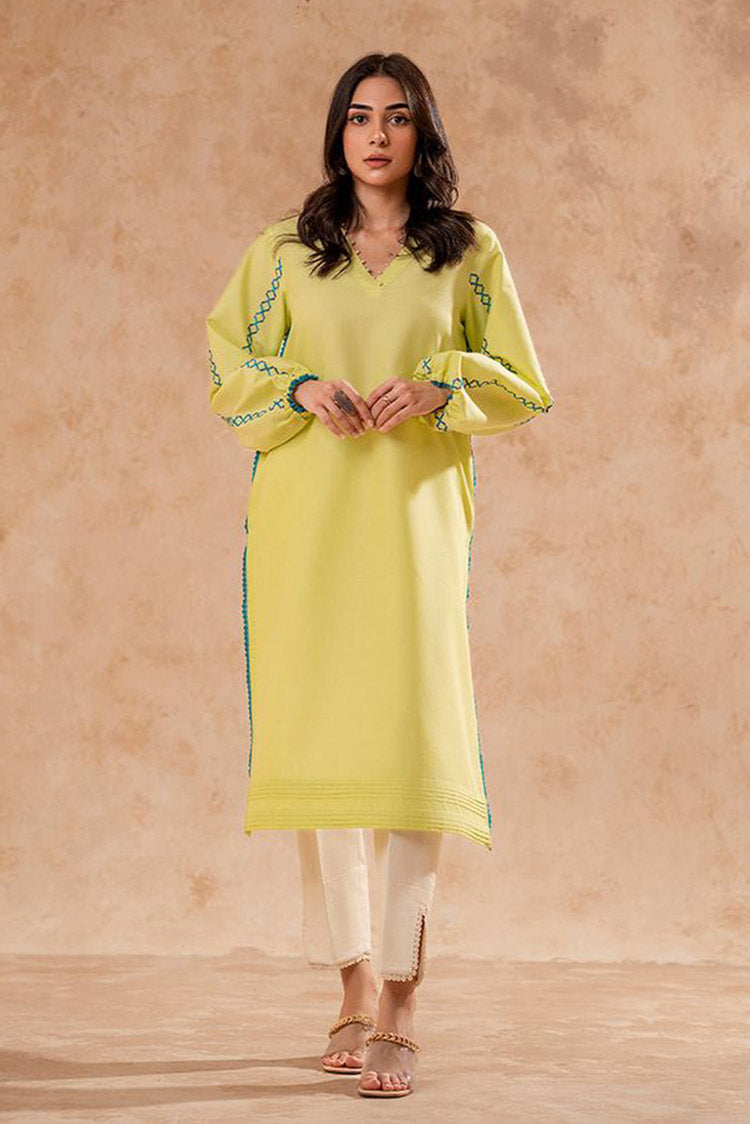 Picture of Fozia Khalid - FK Basics Collection - Lime Green Tunic - Available at Raja Sahib