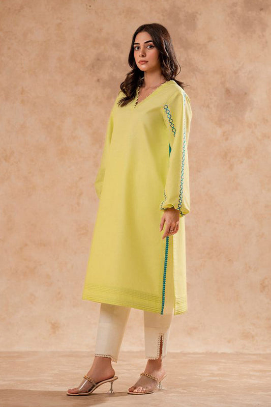 Picture of Fozia Khalid - FK Basics Collection - Lime Green Tunic - Available at Raja Sahib