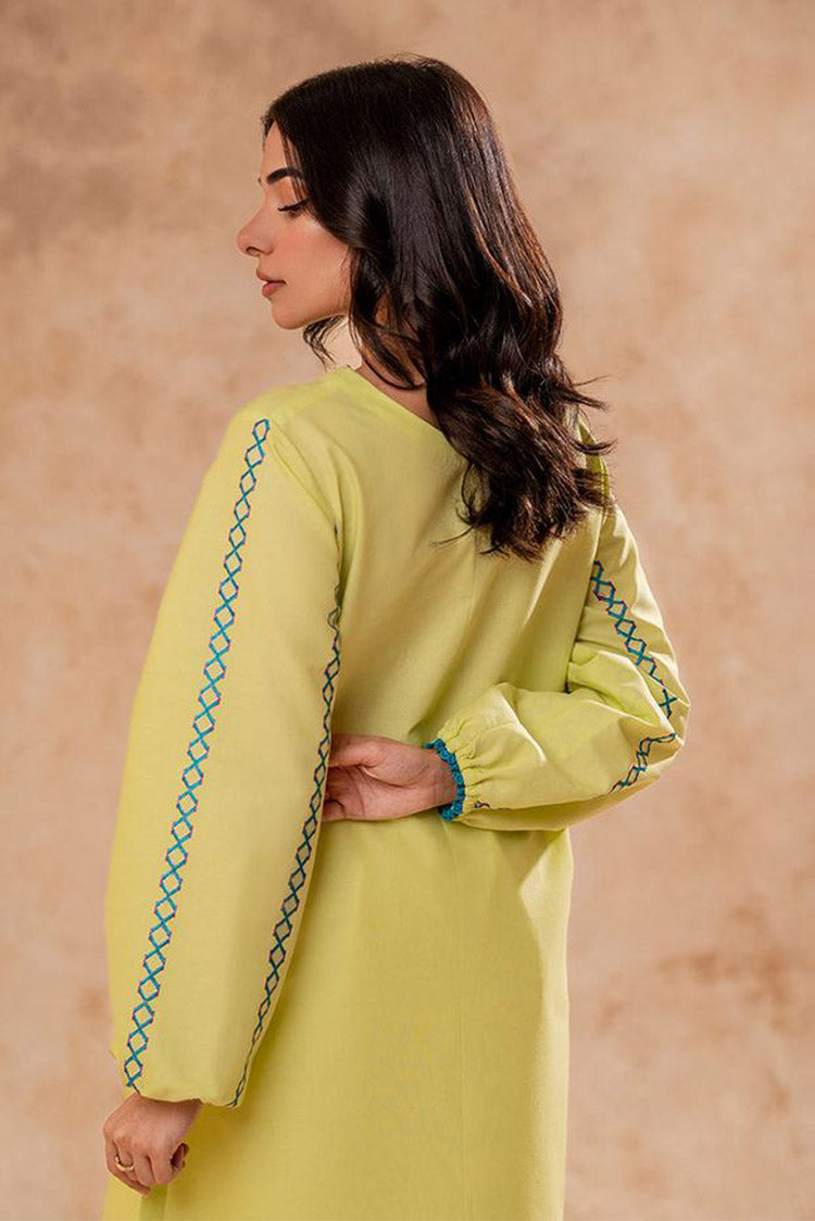 Picture of Fozia Khalid - FK Basics Collection - Lime Green Tunic - Available at Raja Sahib