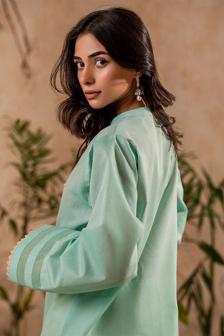 Picture of Fozia Khalid - FK Basics Collection - Aqua Mint Tunic - Available at Raja Sahib