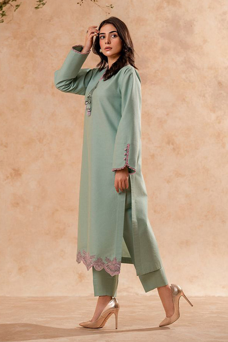 Picture of Fozia Khalid - FK Basics Collection - Pastel Turquoise Tunic - Available at Raja Sahib